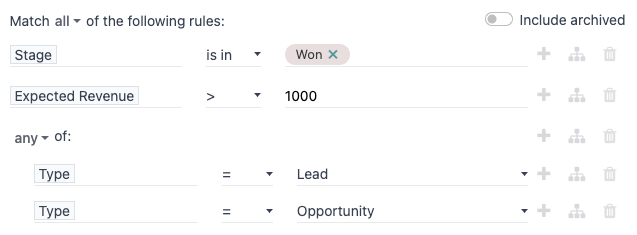 A custom filter combining several rules.