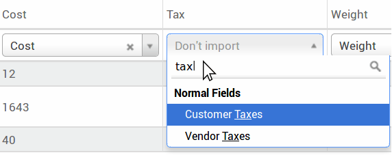 Mapping a file column to a field.