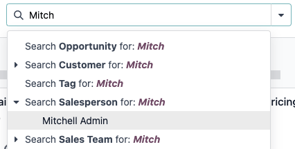 Searching for a specific value from the search bar.